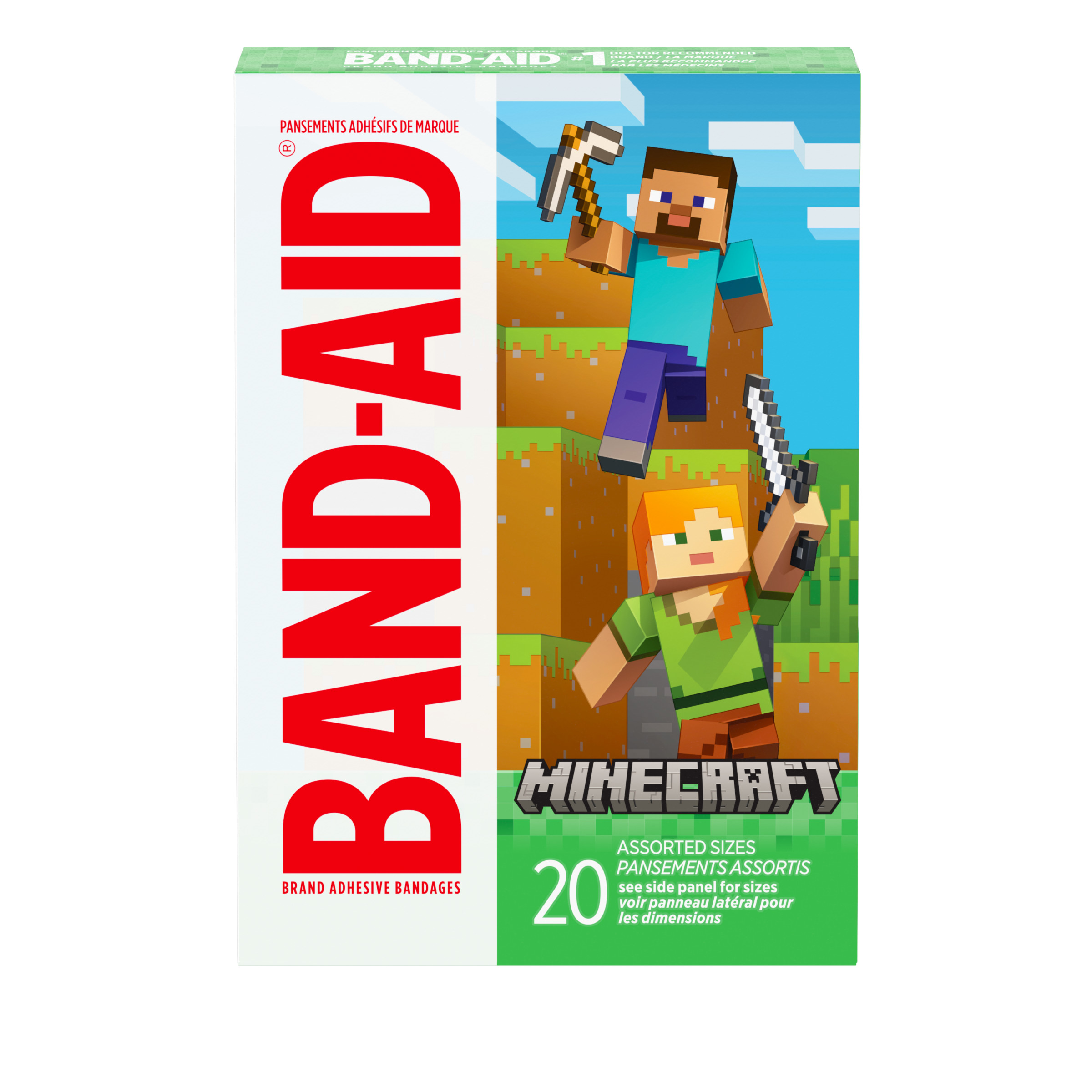 BAND-AID® Brand Minecraft Bandages, Assorted Size, 20 Count