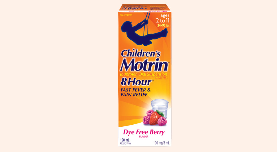 Children's Motrin Dye Free Berry flavor packaging