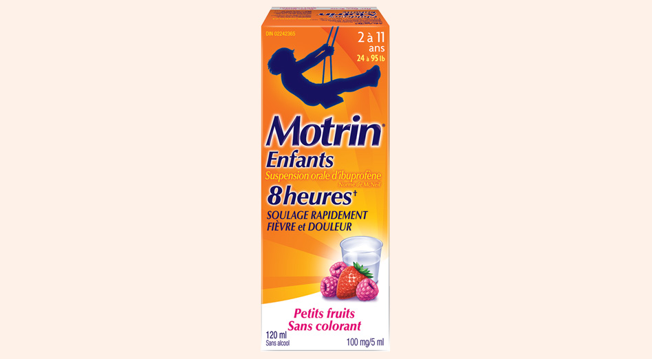 Suspension MOTRIN® Nourrissons Douleur et fièvre, 8 heures, Petits fruits, Sans colorant, 120 ml