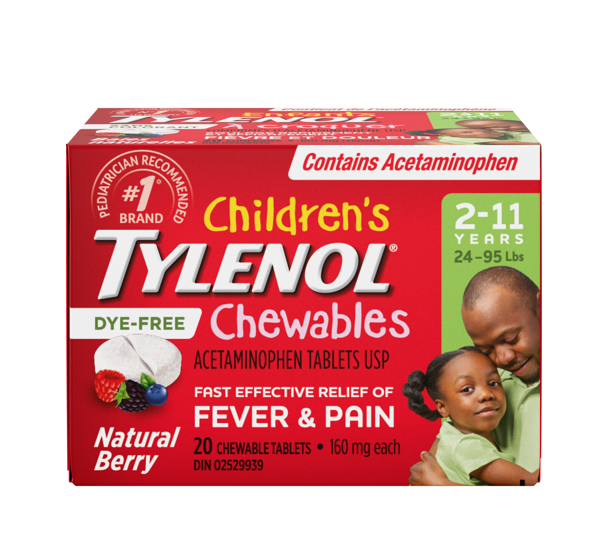 Children's Dye-Free Chewables Fever & Pain, Natural Berry