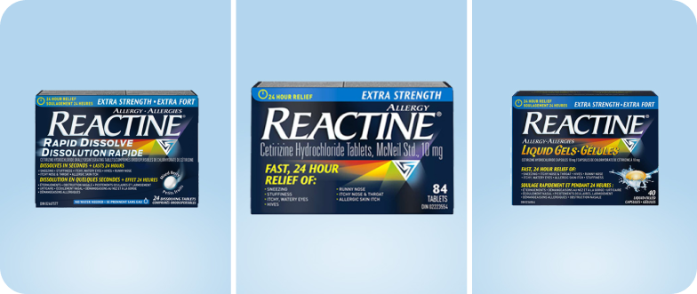 A group of Reactine products