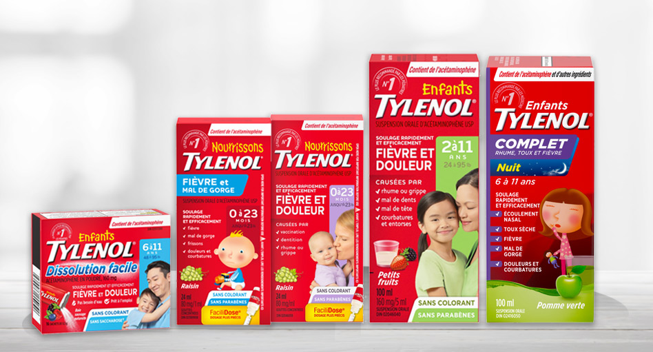 Produits de soulagement de la fièvre et de la douleur Tylenol pour nourrissons et enfants