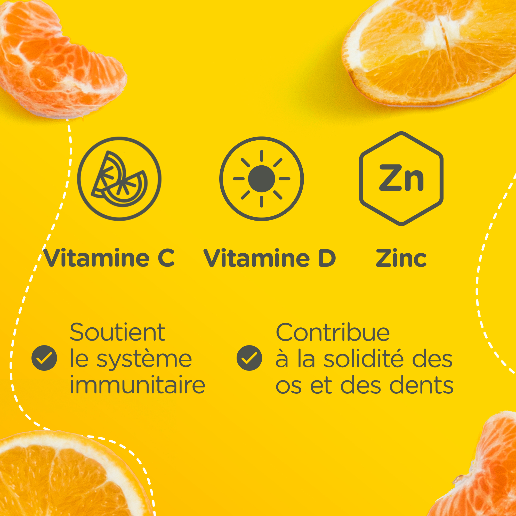 La vitamine C, la vitamine D et le zinc peuvent soutenir le système immunitaire et aider à renforcer les os et les dents