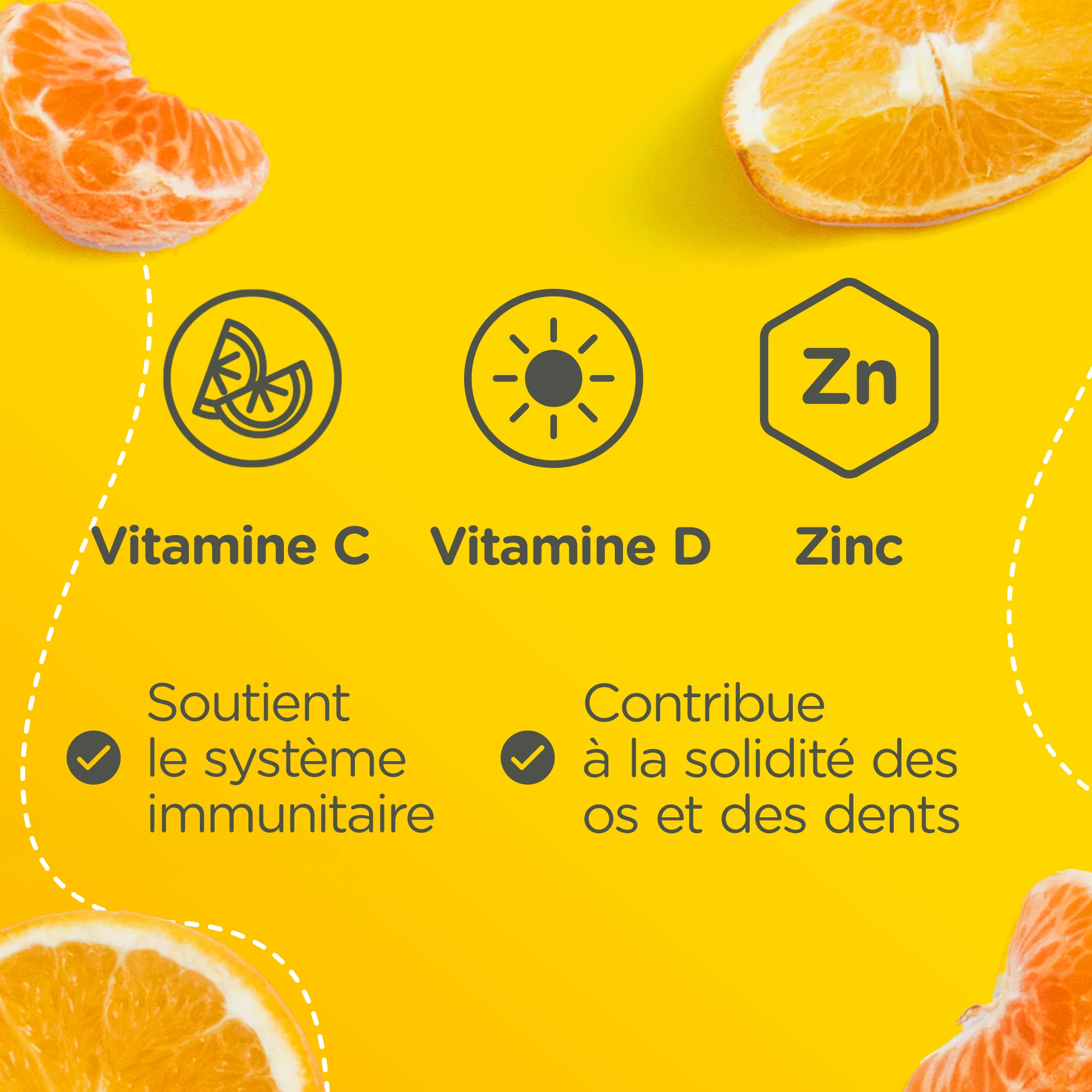 La vitamine C, la vitamine D et le zinc peuvent soutenir le système immunitaire et aider à renforcer les os et les dents