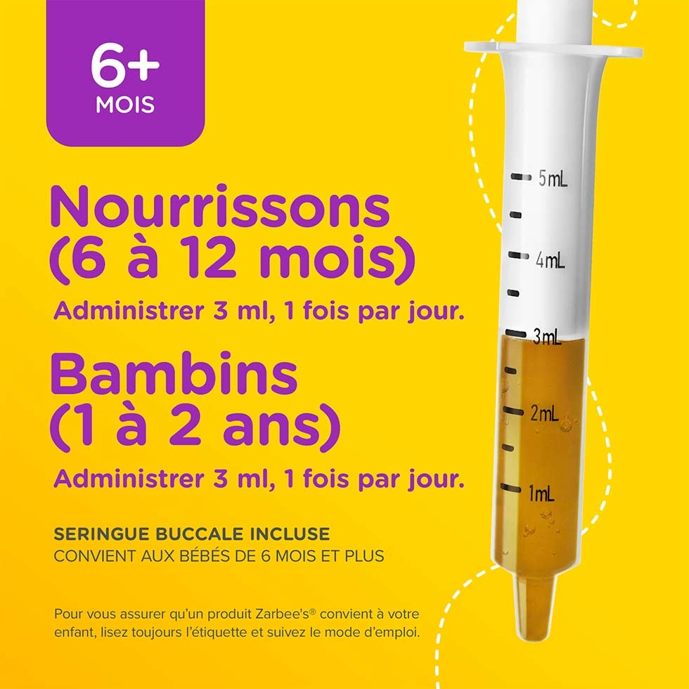 Renseignements posologiques sur le sirop Zarbee’s® Immunité pour bébés 