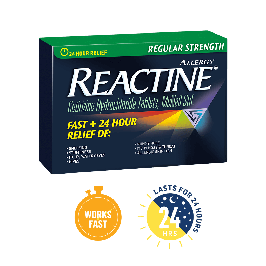 Reactine Regular Strength , 36 tablet packages