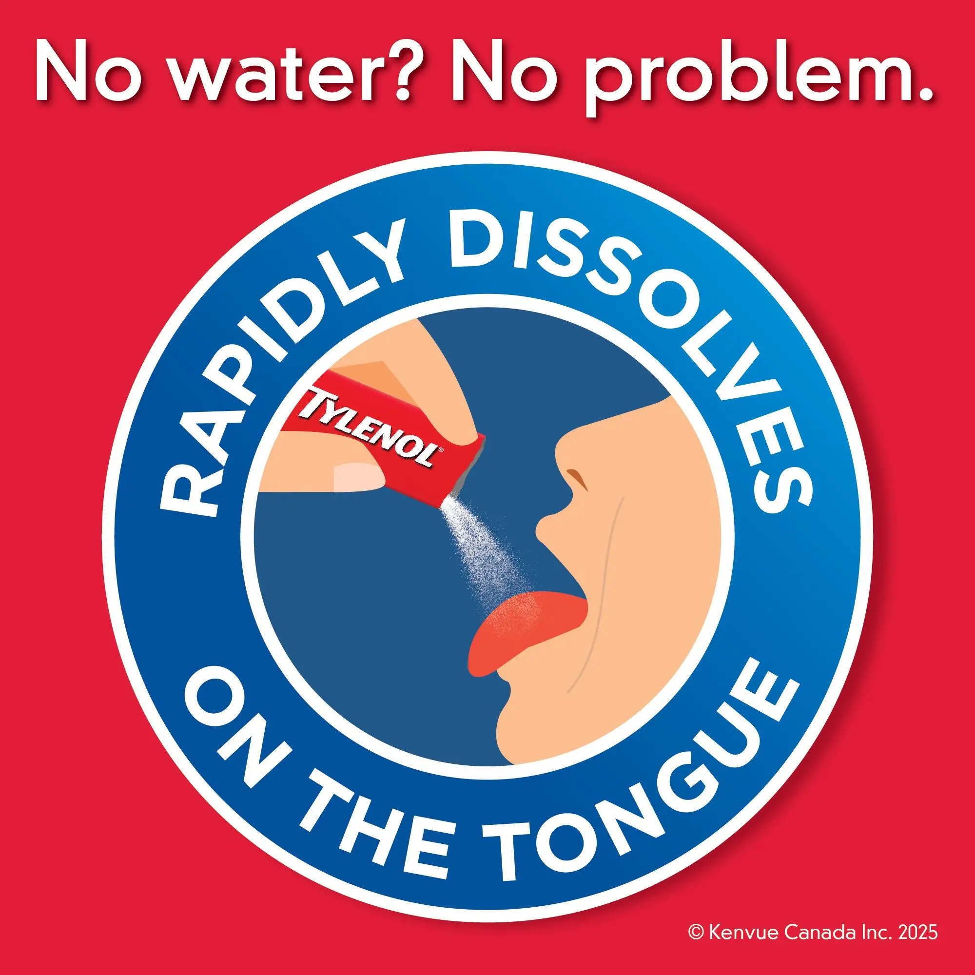 TYLENOL EASY DISSOLVE dissolves rapidly on the tongue without the need for water