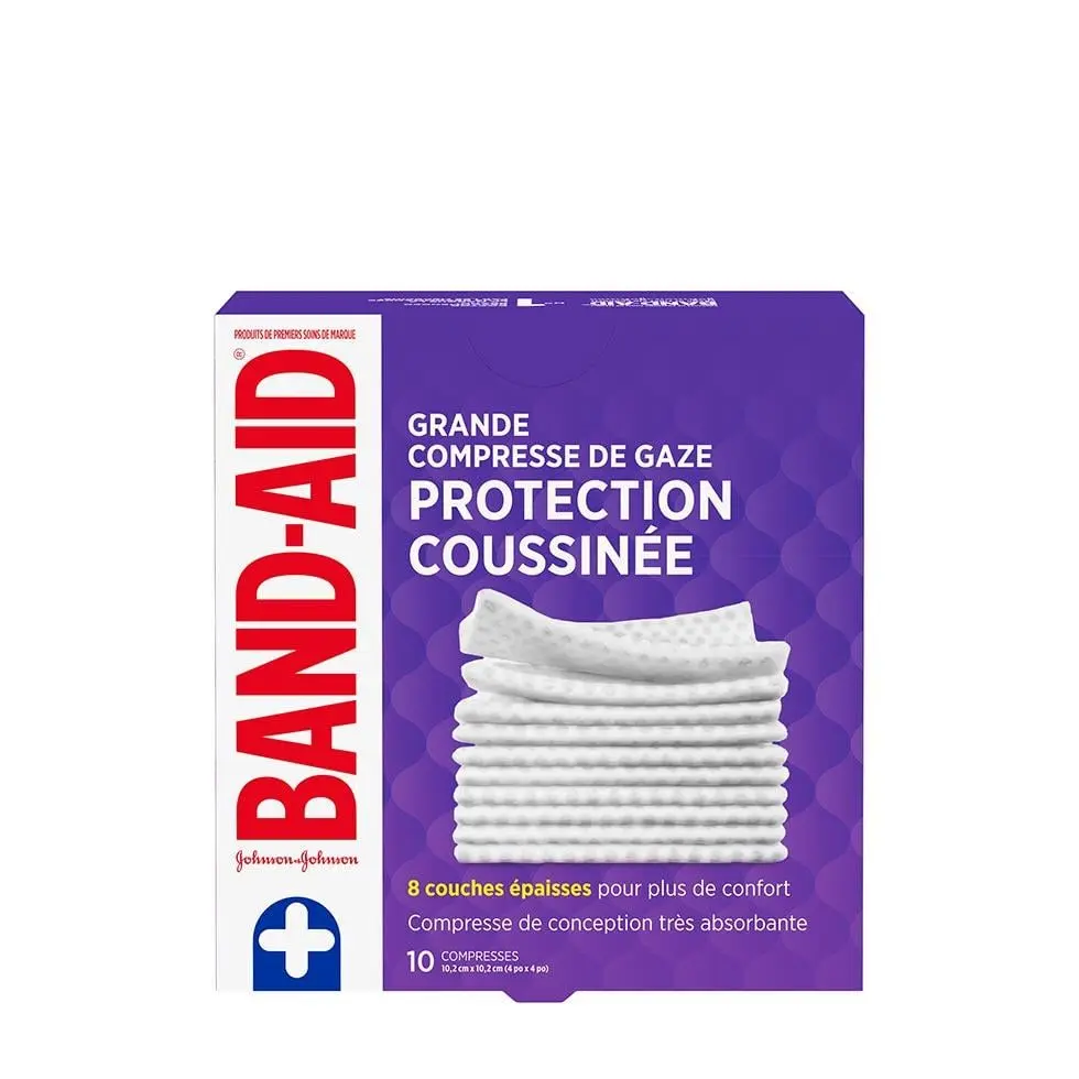 paquet de 10 grandes compresses de gaze band-aid