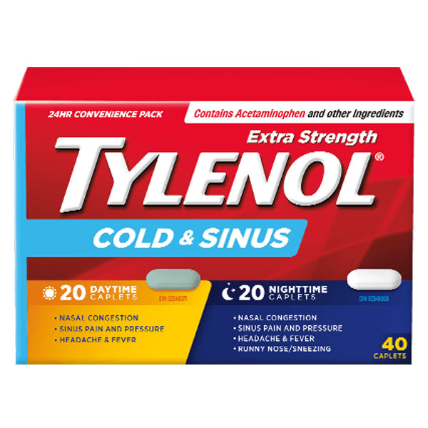 Extra Strength TYLENOL® Cold & Sinus Daytime & Nighttime, 40 tablets