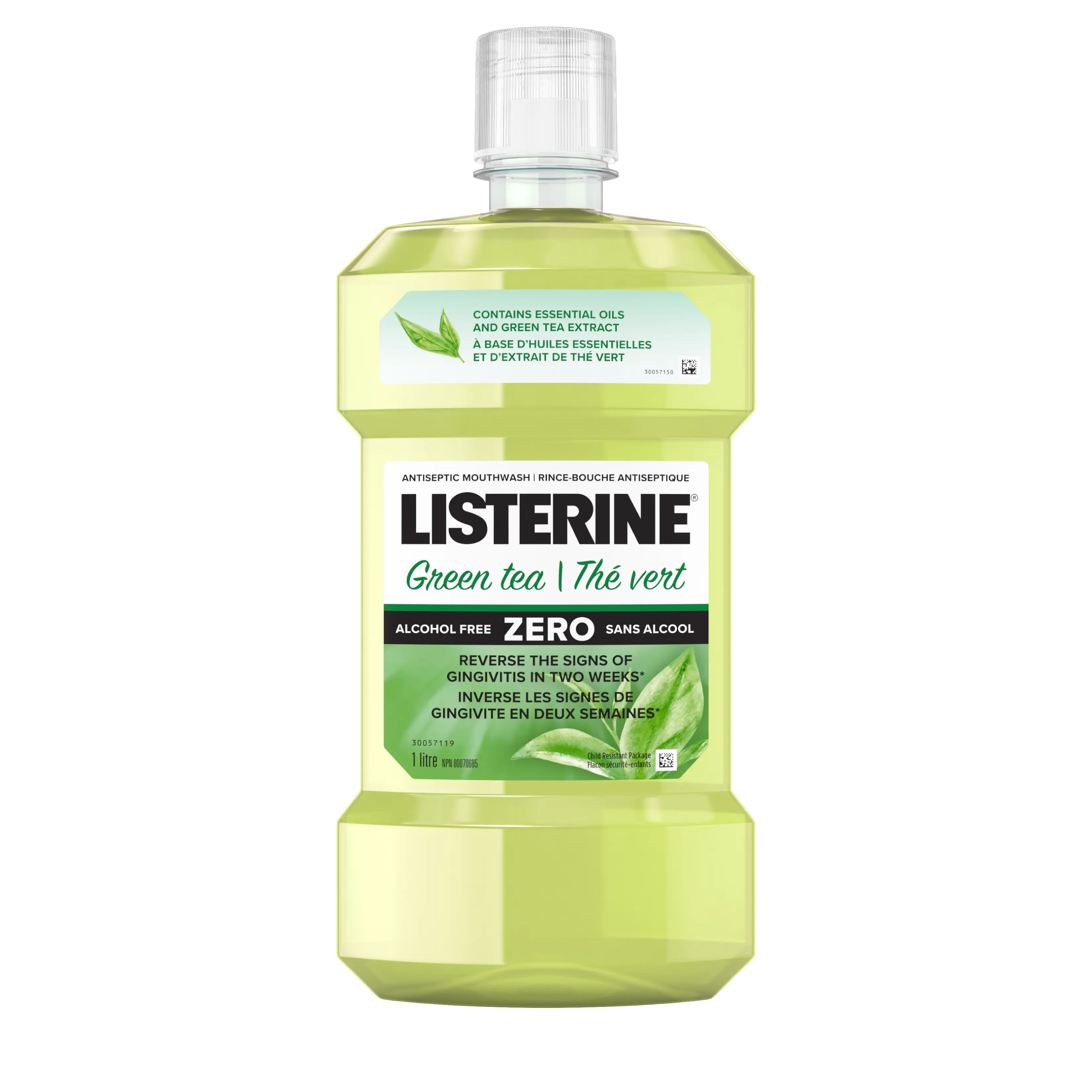 Listerine Green Tea Zero antiseptic mouthwash bottle