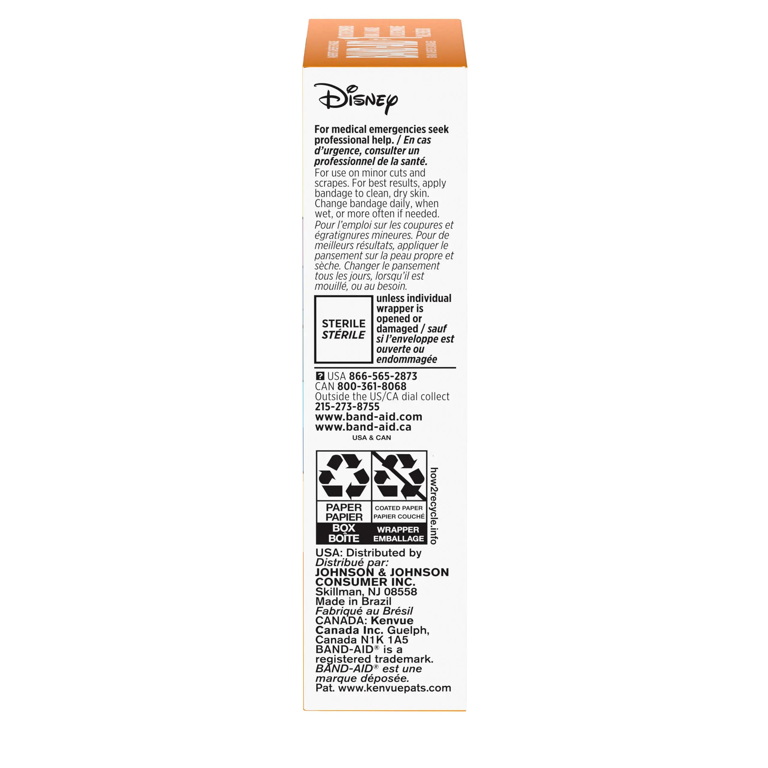 Band-id Brand Disney Classics Adhesive Bandages, side of pack with product information