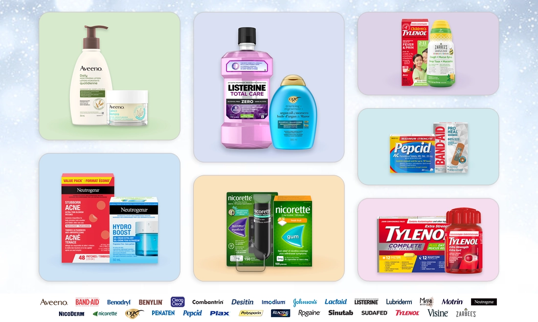 Des marques d’excellence comme AVEENO®, LISTERINE®, PEPCID®, TYLENOL®, NEUTROGENA®, NICORETTE® et plus encore