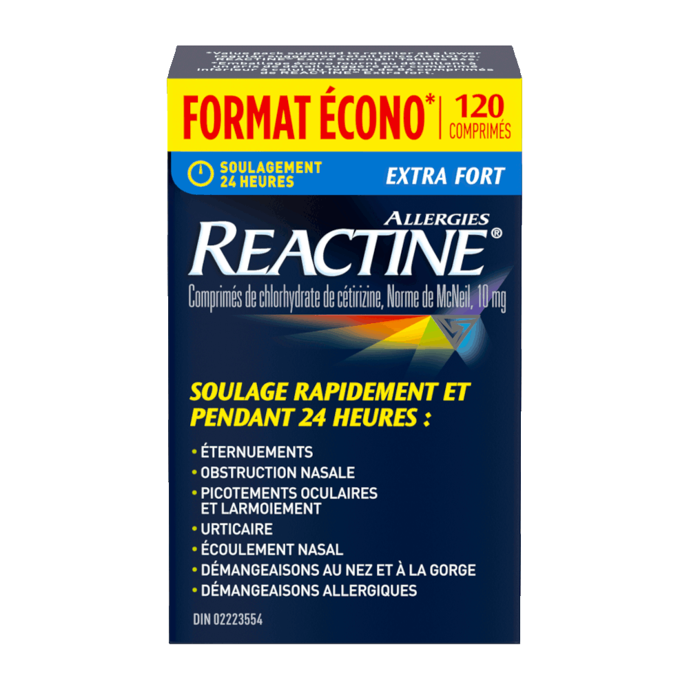 Reactine Extra Fort soulage rapidement et pendant 24 heures