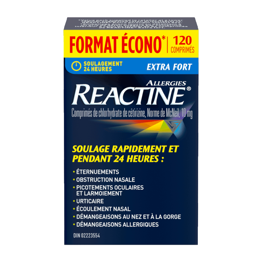 Reactine Extra Fort soulage rapidement et pendant 24 heures