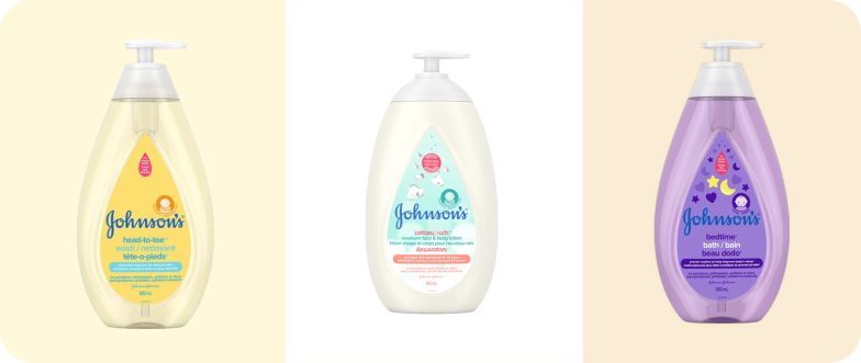 A group of Johnson's Baby products