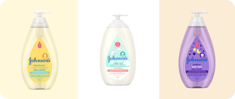 A group of Johnson's Baby products