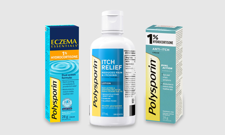 Front shot of three POLYSPORIN® Eczema and Anti-Itch Products