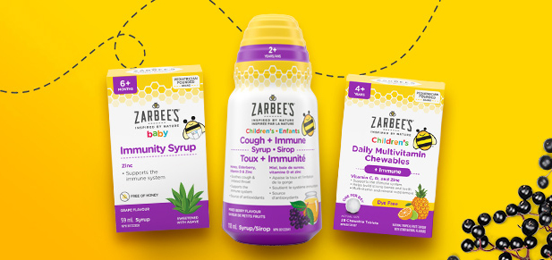 Zarbee’s Baby Immunity Syrup, Zarbee’s Children’s + Enfants Cough + Immune Syrup, and Zarbee’s Children’s Daily Multivitamin Chewables + Immune