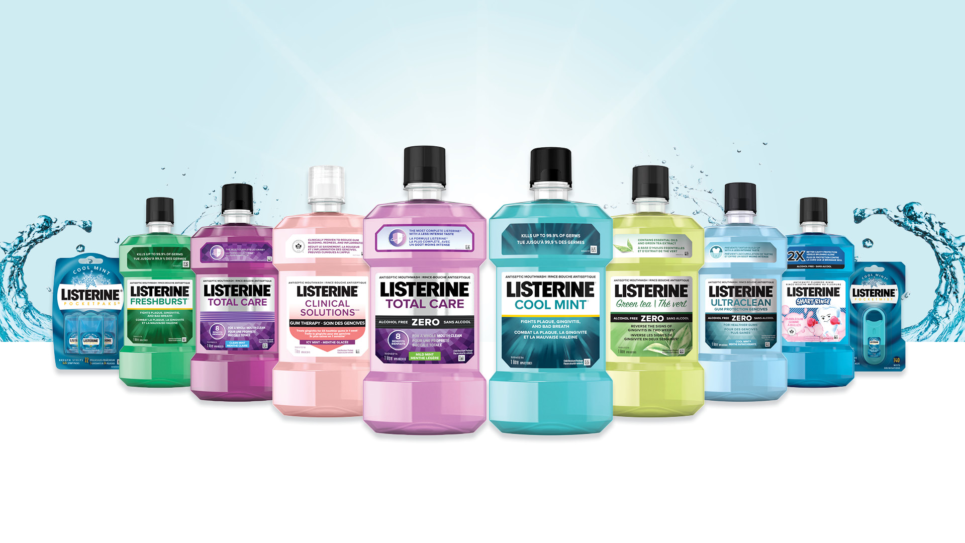 Listerine mouthwash product bottles