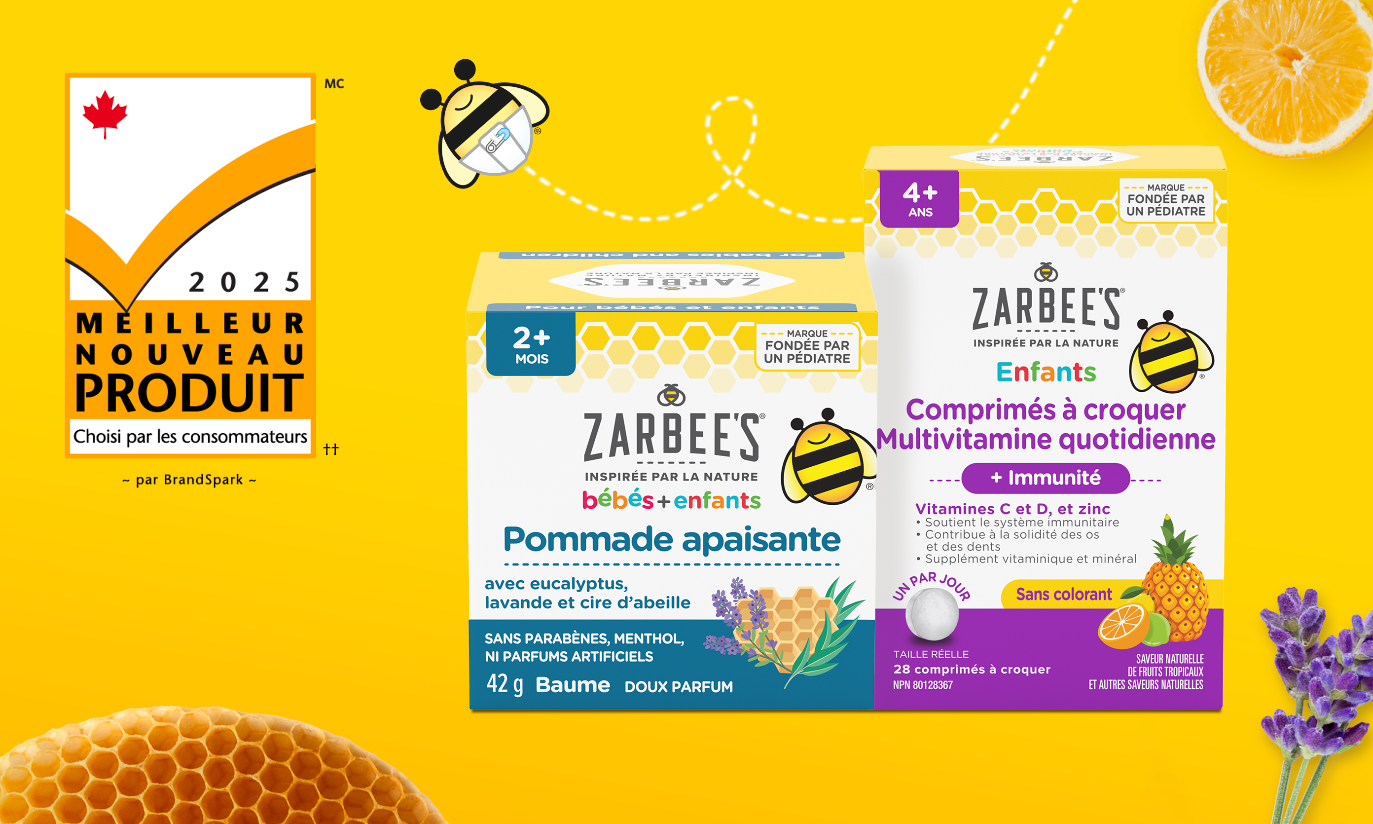 2025 Meilleur Nouveau Produits- Pommade apaisante Zarbee’s® pour bébés et enfants et Les comprimés à croquer Zarbee’s® Multivitamine quotidienne + Immunité, pour enfants