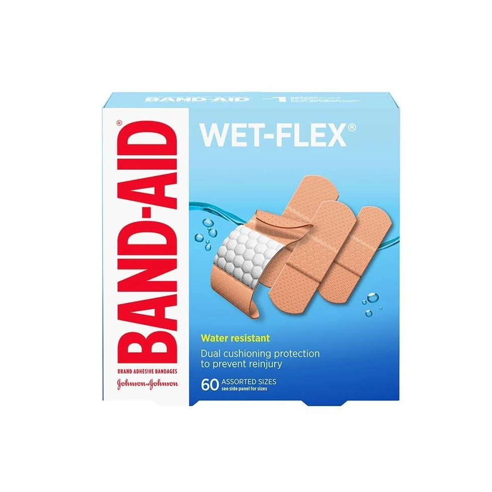 Band-Aid wet flex bandages in assorted sizes pack