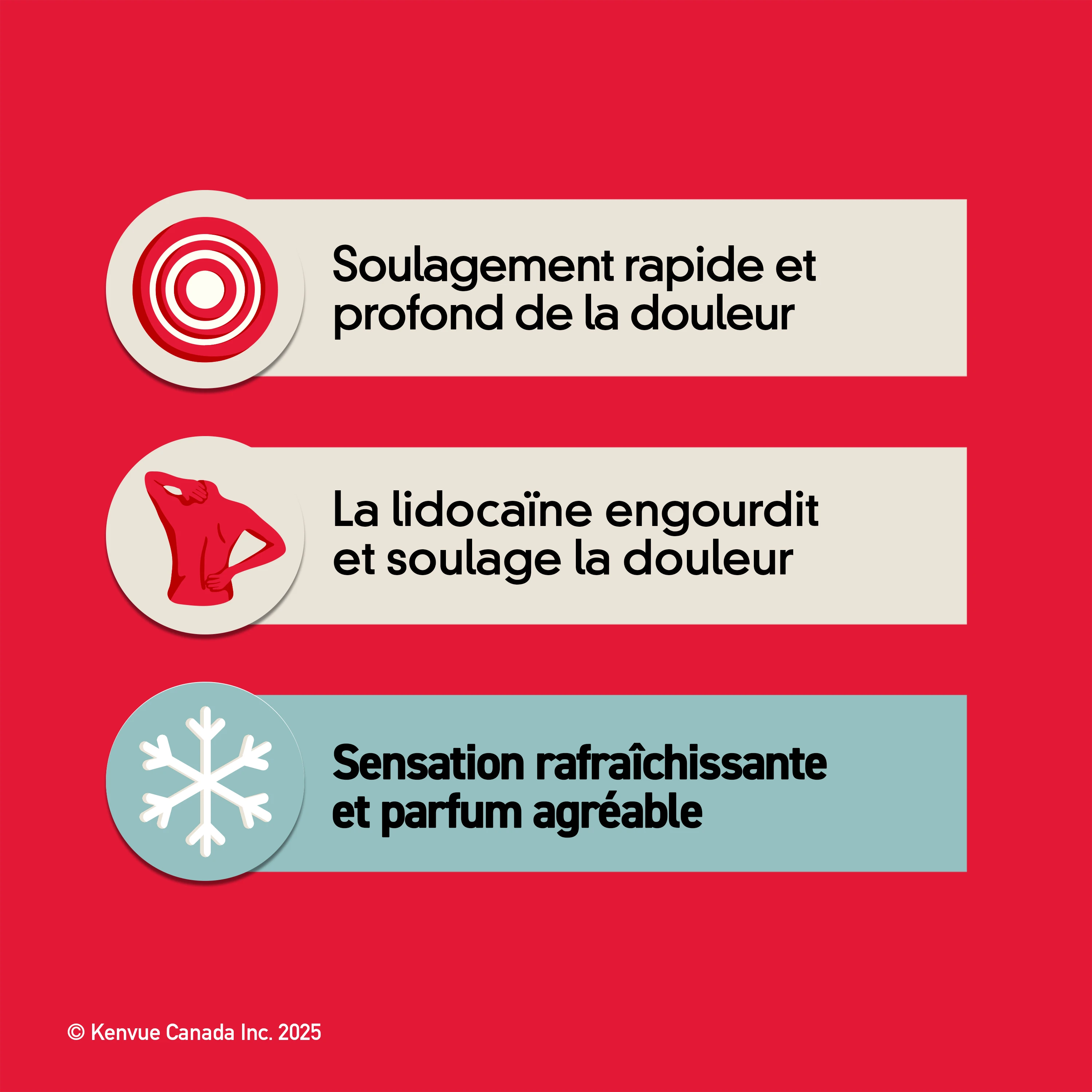 Caractéristiques principales de la Crème analgésique Precise Effet refroidissant des fabricants de TYLENOL