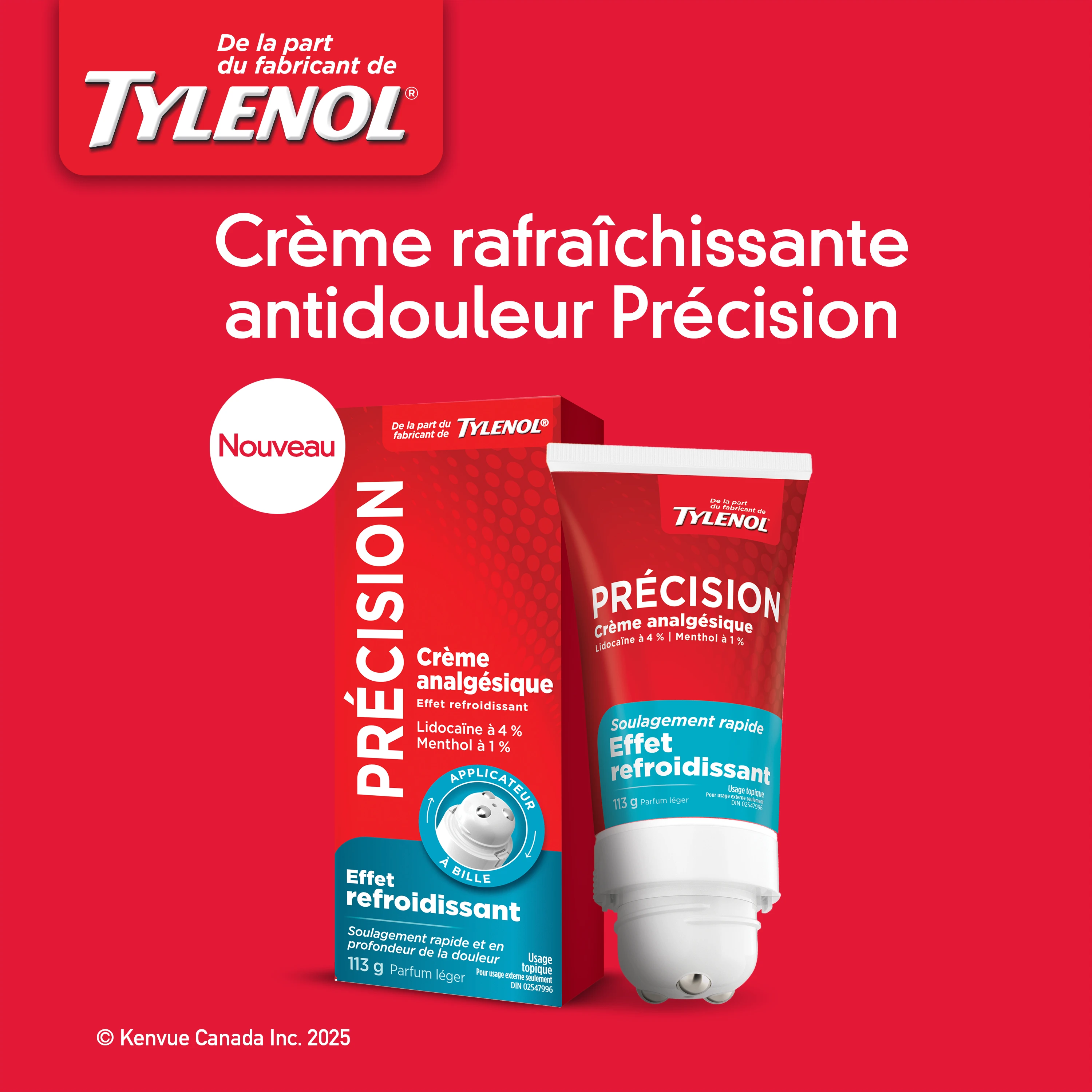 Crème analgésique Precise Effet refroidissant des fabricants de TYLENOL
