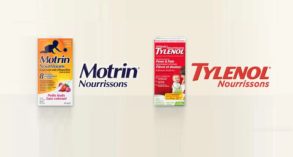 Produits Tylenol et Motrin pour le soulagement de la fièvre et de la douleur chez les nourrissons