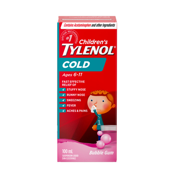 Children's TYLENOL® Cold, Bubble Gum, 100ml