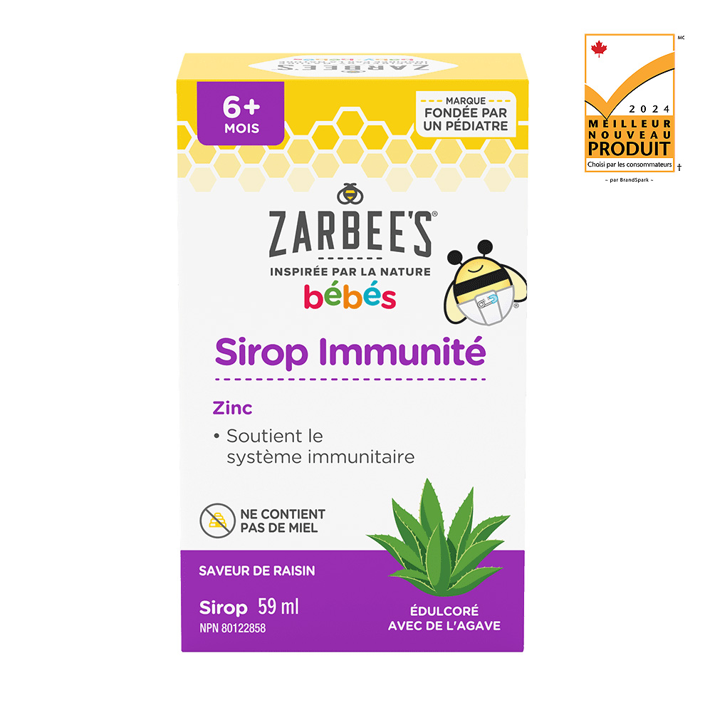 Le sirop Zarbee's® Immunité, pour bébés de 6 mois et plus, 59 ml, Meilleur nouveau produit de 2024.