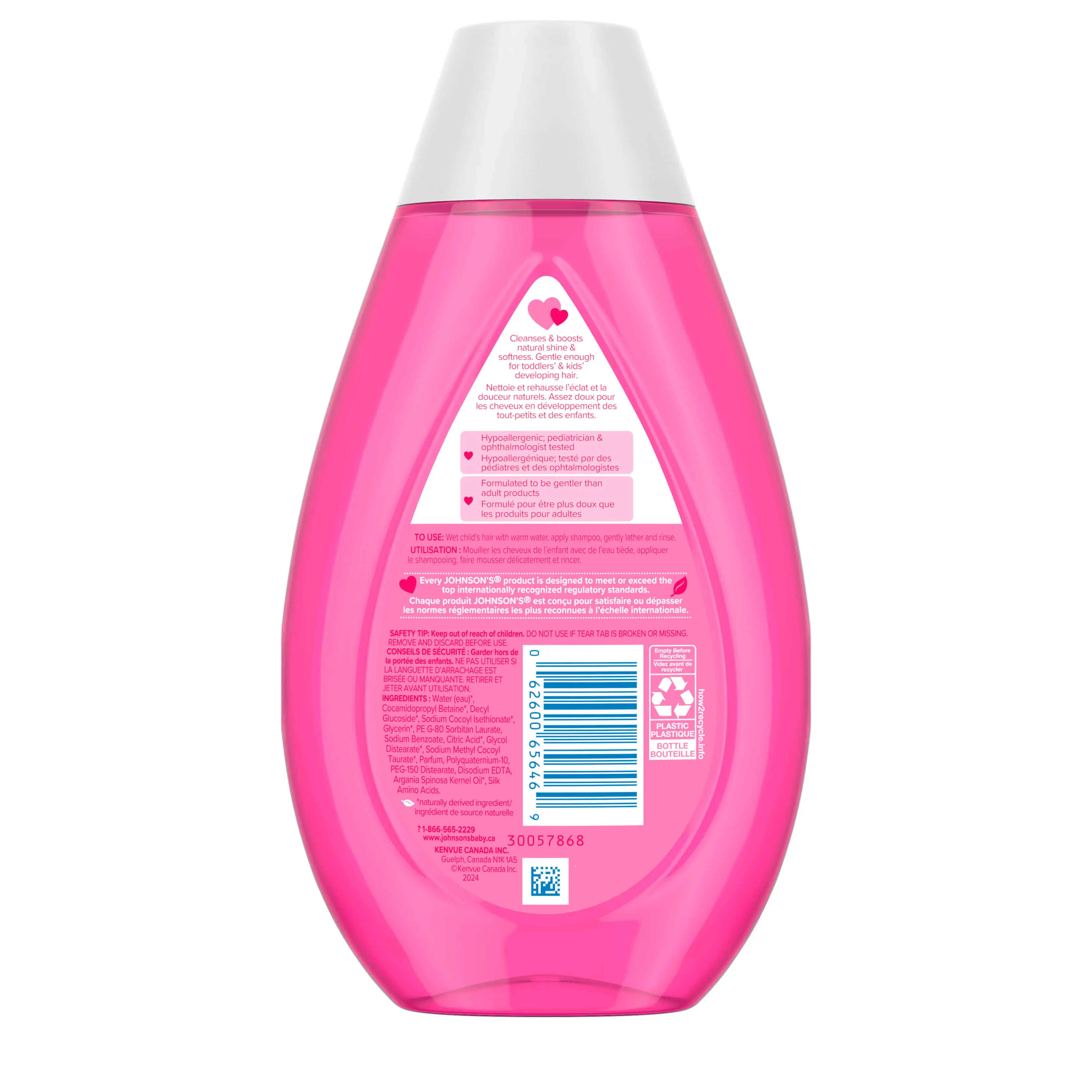 Back shot of Johnson’s® Kids Shiny & Soft Shampoo, squeeze tube, 400 mL