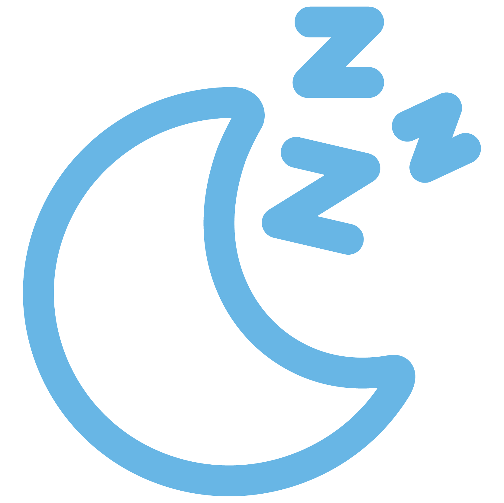 Nighttime sleep sign Icon with moon in blue