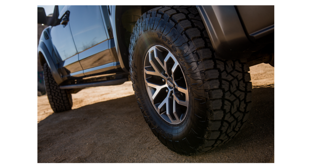 Tread and sidewall view of a Toyo Open Country AT III tire