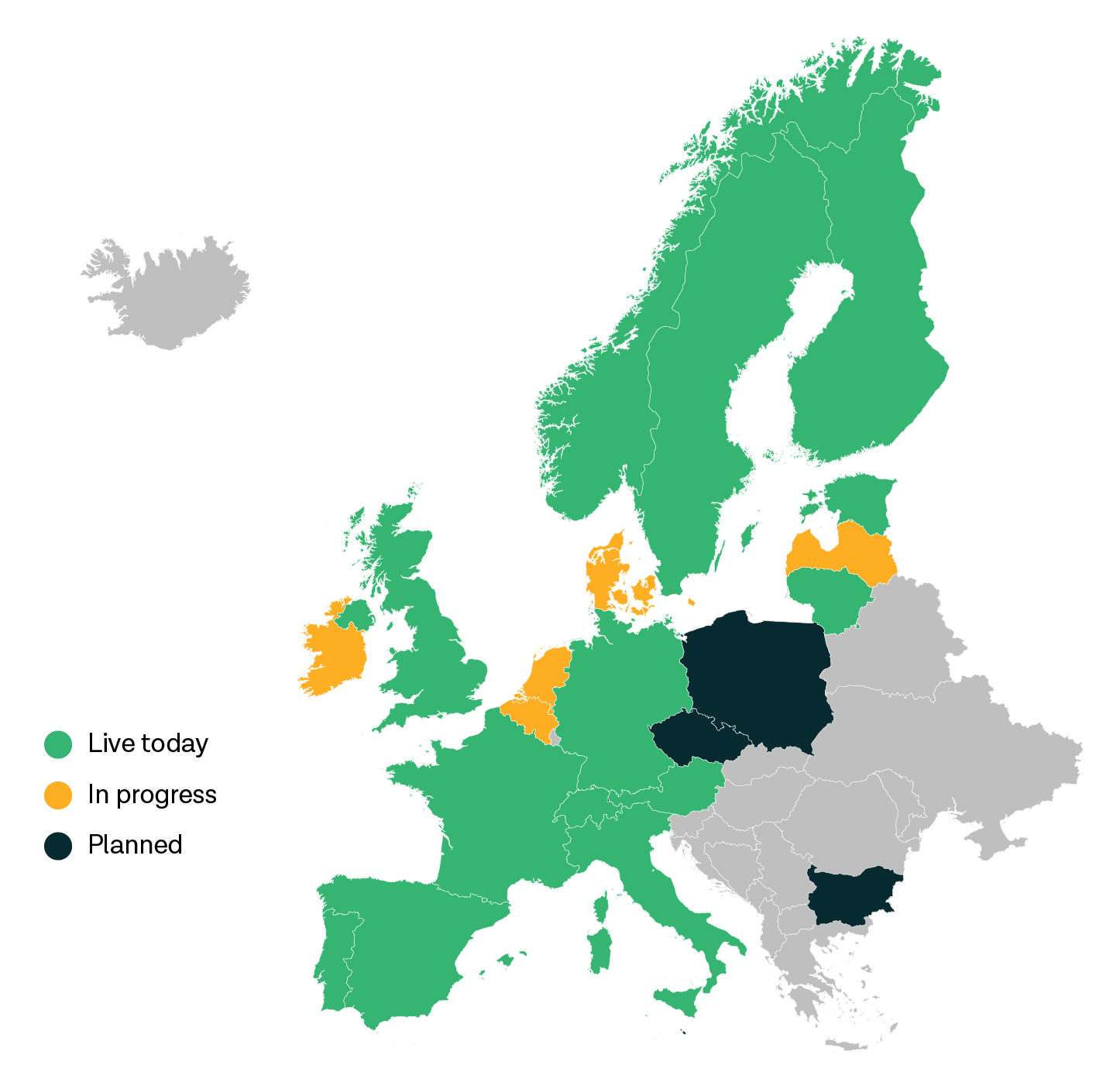 Map of Tink’s payments bank coverage