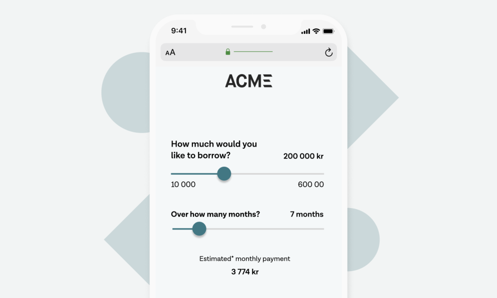 User chooses the loan amount and maturity to apply for a loan