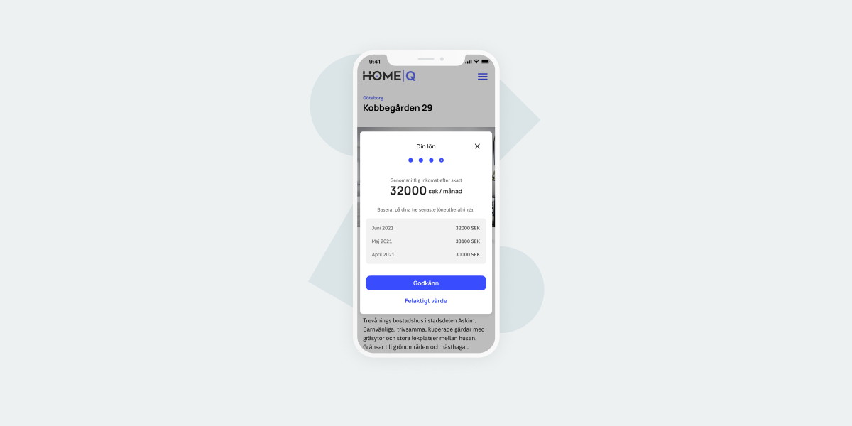 HomeQ screen: get immediate results – and confirm your submission.