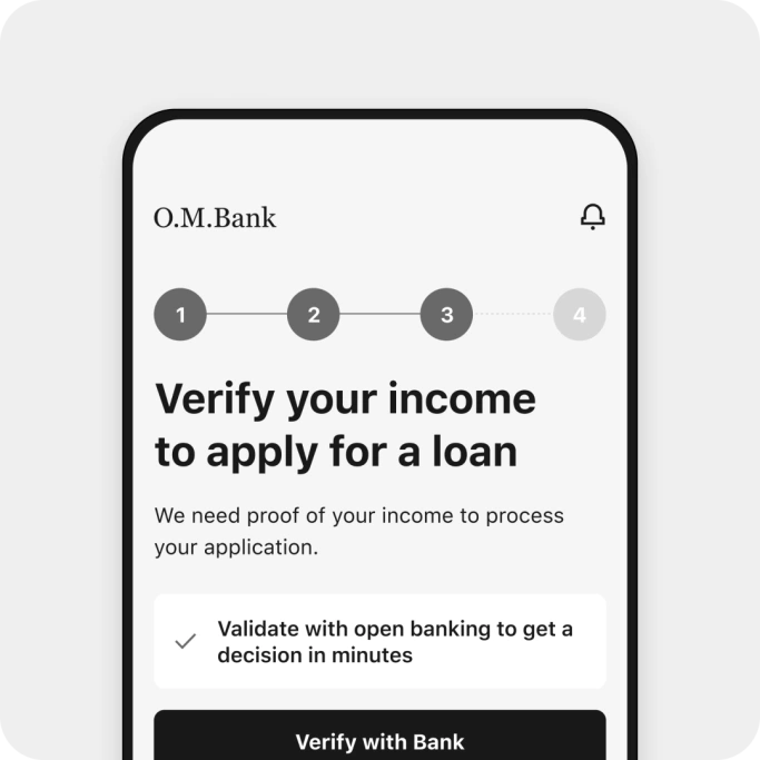 O.M. Bank Income verification screen