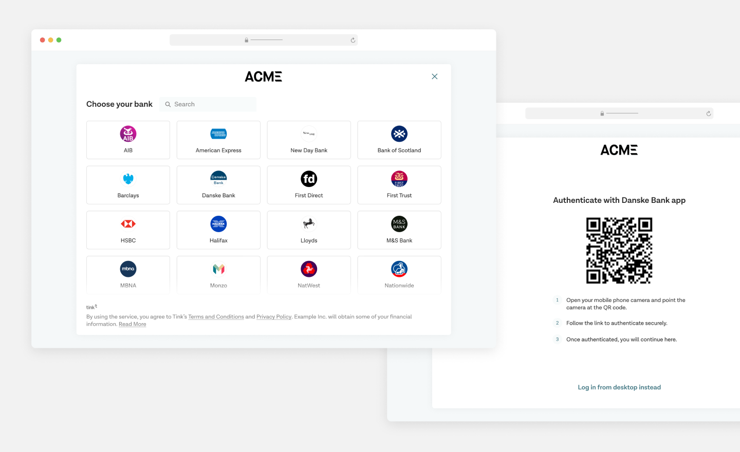 Tink Link - responsive desktop layout
