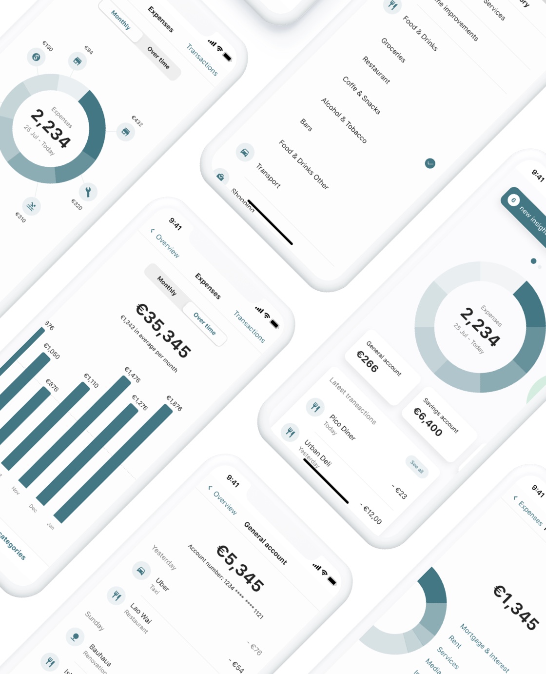 To build a great PFM, you need a good foundation for achieving trust and high engagement.
→ Turn raw data into personal data with data enrichment and categorisation.
→ Flexible statistics to explain transactions in an understandable way.
→ Drive engagement with the help of saving goals, budgets, and insights.