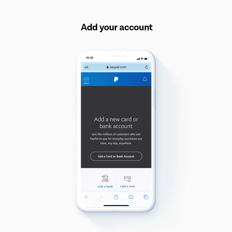 PayPal's flow using Tink's Account Check