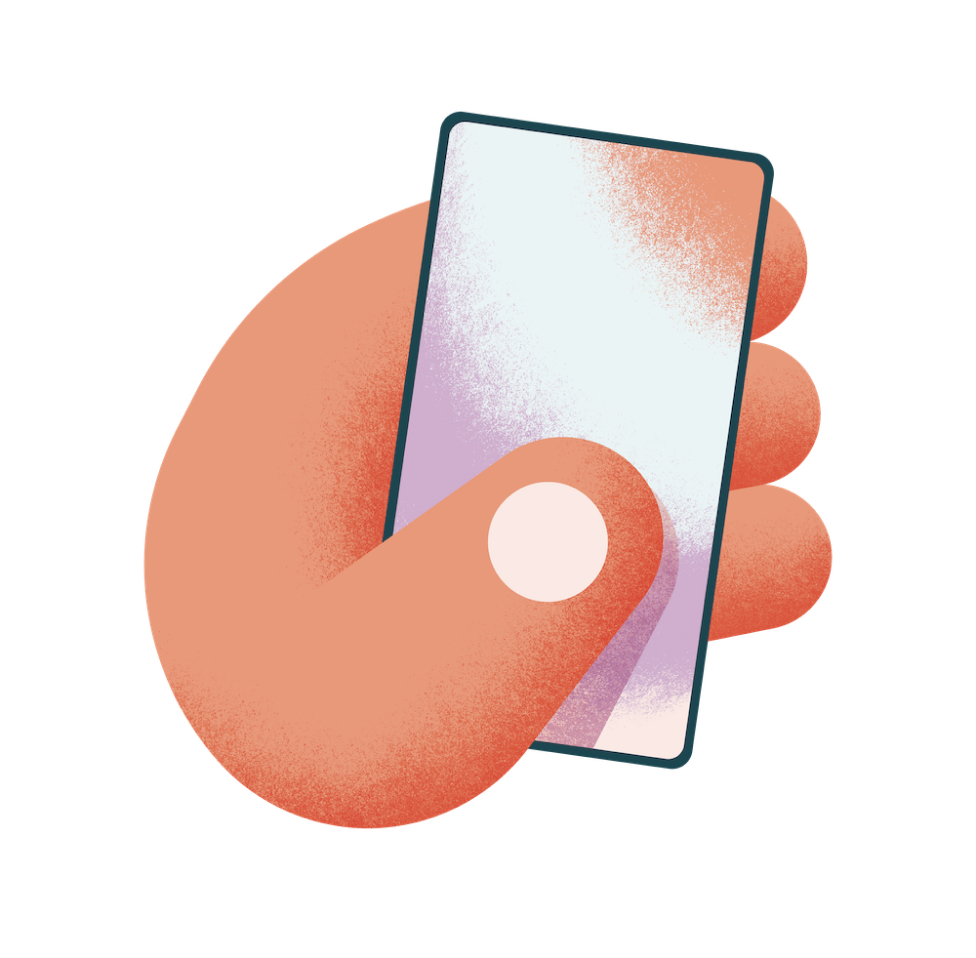 Hand + phone illustration