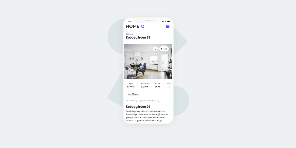 HomeQ screen: find your dream rental and apply.