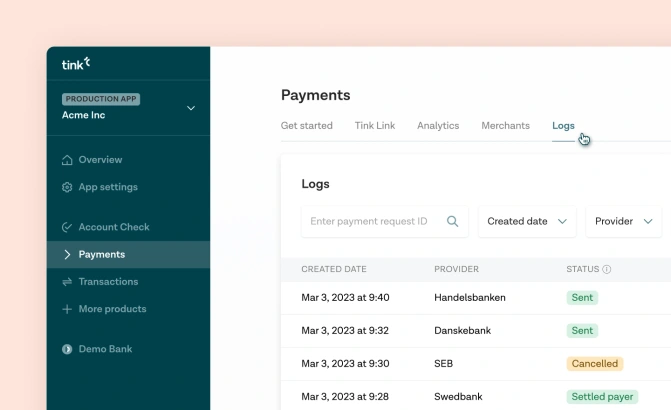 Introducing payment logs inside Tink Console