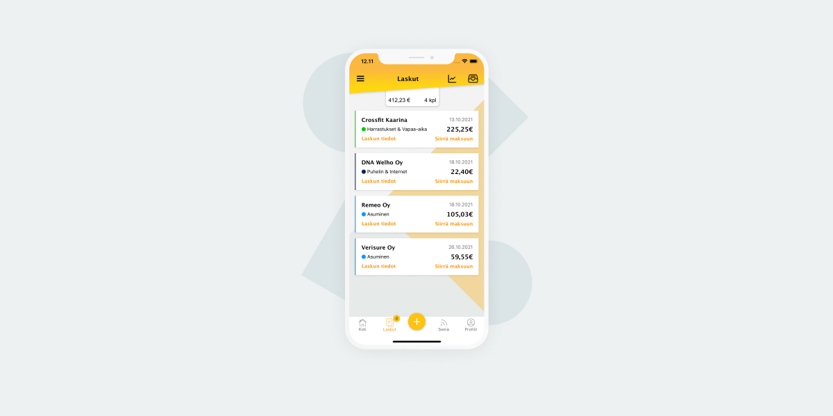 Mobify screen: get an overview of all your expenses