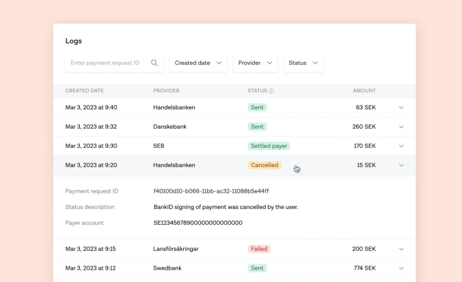 Introducing payment logs inside Tink Console