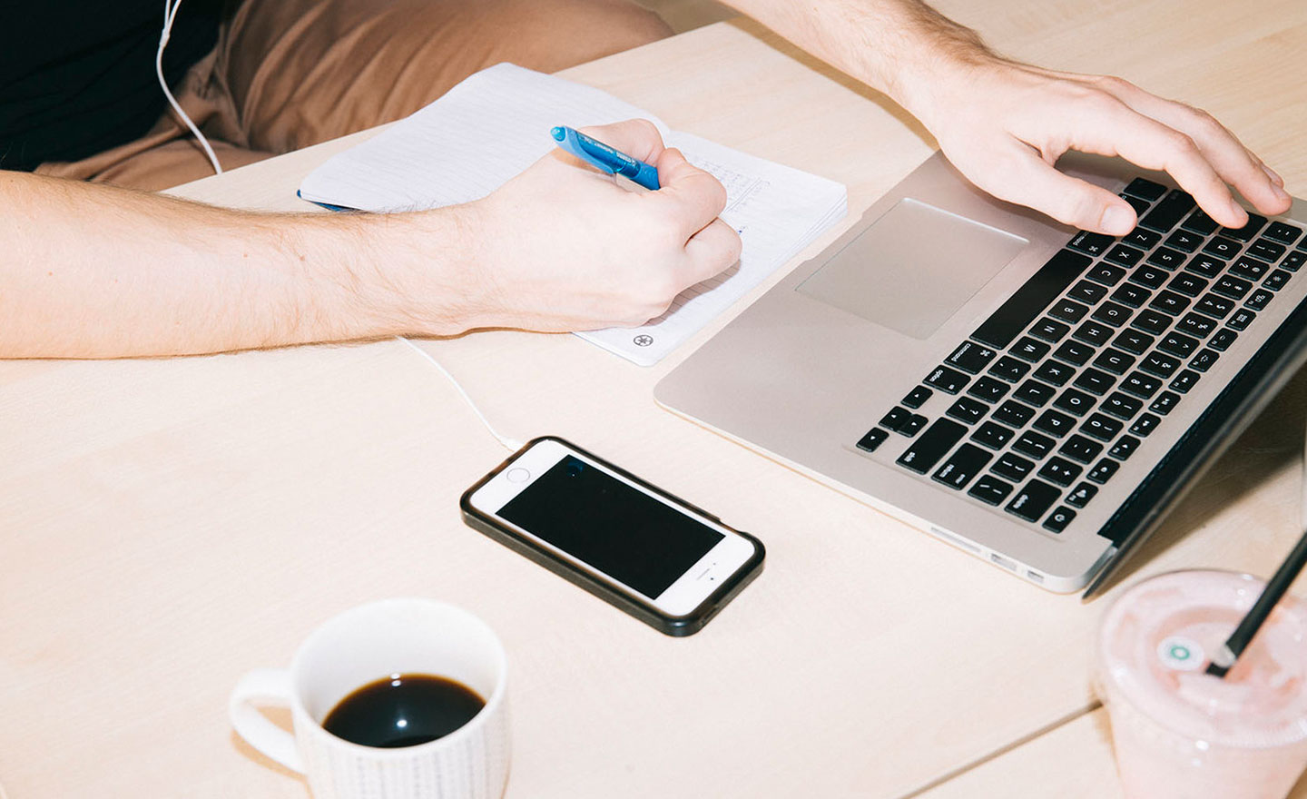 A person working at his computer