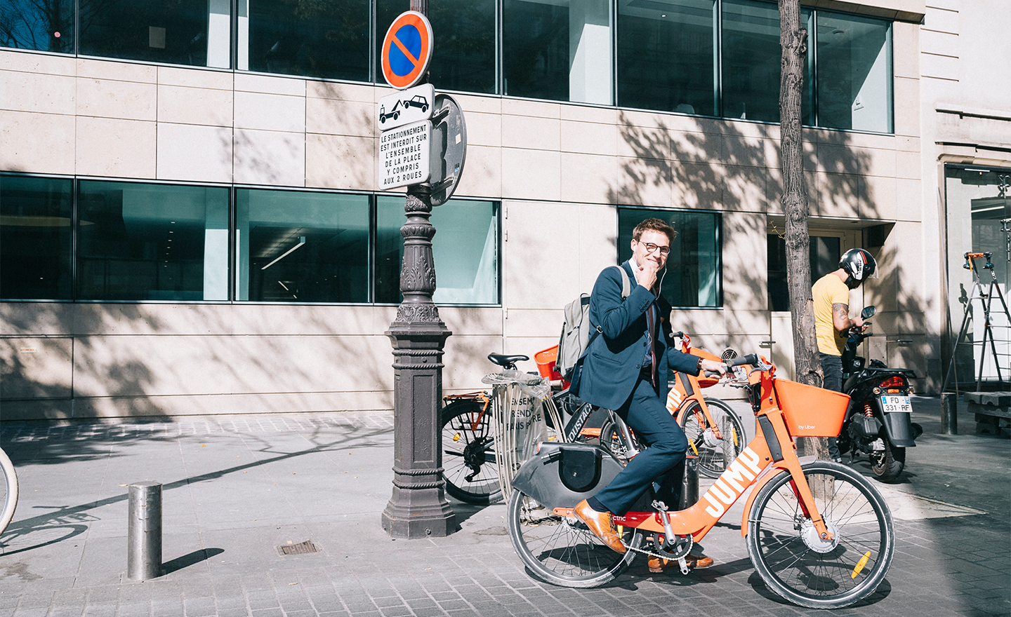 French flags on a building.