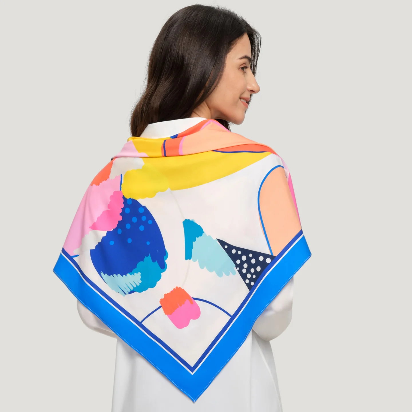 Color-Block Silk Square Scarf: Women's Designer Scarves