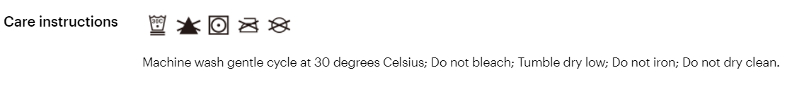 Product care instructions