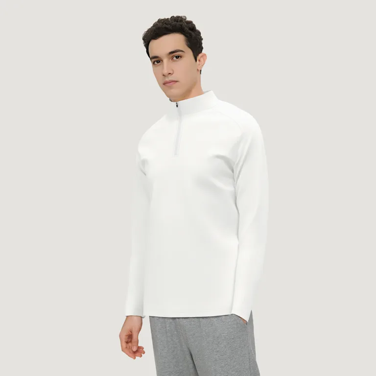 Custom Printed Men's Long Sleeve Quarter Zip -Cotton Feel 200g